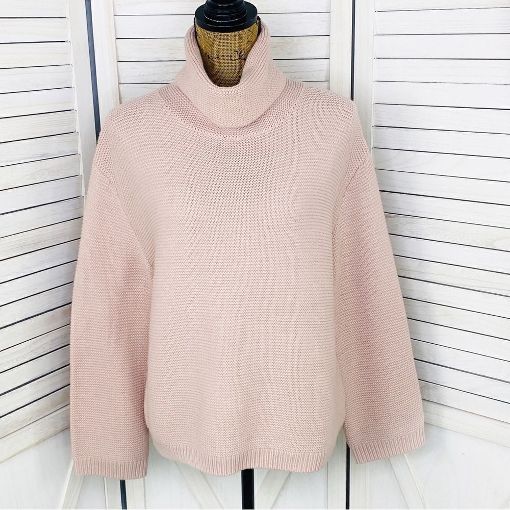 H&M Divided Cowl Neck Waffle Knit Crop Sweater Mauve Pink XS